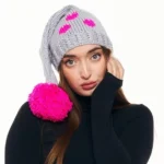Шапка «A052» вязаная с узором косы