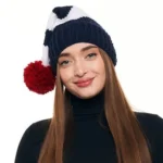 Шапка «A062» вязаная с узором косы