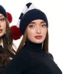 Шапка «A062» вязаная с узором косы