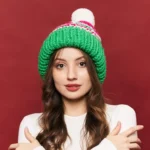 Шапка «A120» вязаная с узором косы