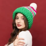 Шапка «A120» вязаная с узором косы