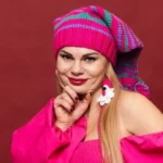 Шапка с сережками «A107» вязаная праздничная